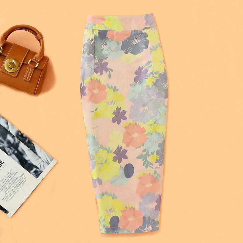 莫兰迪油画风粉色碎花半身裙女春夏小众提花开叉包臀裙质感半裙夏,女装/女士精品,半身裙,淘宝优惠券,粉丝福利购,淘宝优惠卷