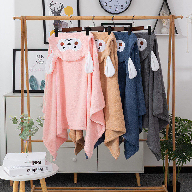 儿童珊瑚绒连帽浴巾加厚刺绣四季可穿亲肤吸水不掉毛游泳后柔软,居家布艺,浴巾,淘宝优惠券,粉丝福利购,淘宝优惠卷