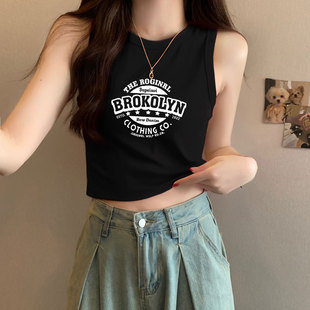 高街个性短款背心t恤女款夏季韩版重磅辣妹修身吊带小上衣ins无袖