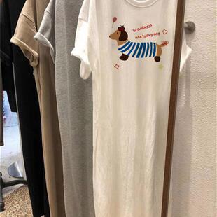 多色可选过膝t恤裙女装夏季重磅棉宽松中长款短袖连衣裙ins潮圆领