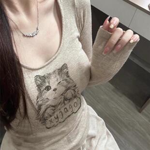 高级感德绒打底衫女士秋冬内搭辣妹修身短款t恤上衣2026新款爆款