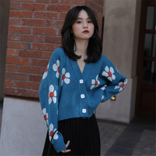 毛衣女宽松秋冬外穿2020新款慵懒风韩版V领长袖针织开衫复古上衣