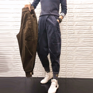 宽松条绒高腰休闲老爹裤 哈伦灯芯绒女士休闲萝卜裤 女 新款 2025秋季