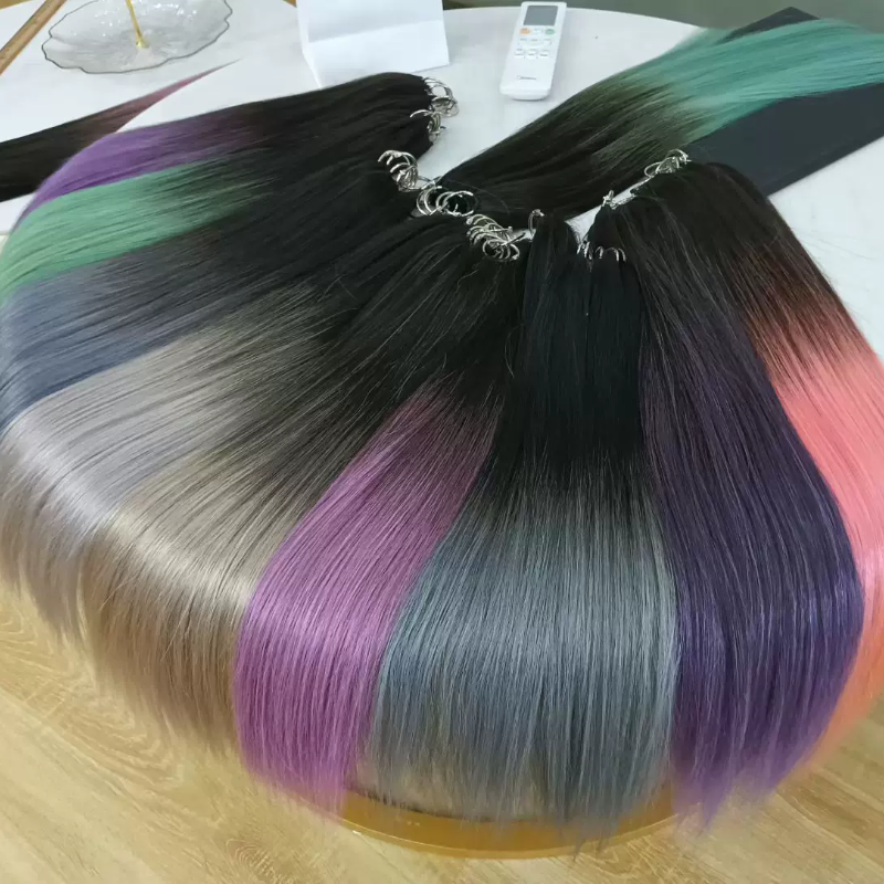 三代羽毛接发巴黎画染真人发束原辫发渐变色挂耳彩灰色画染