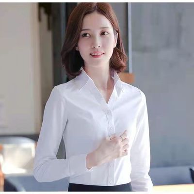 长袖衬衫女纯色韩版常规单排多扣