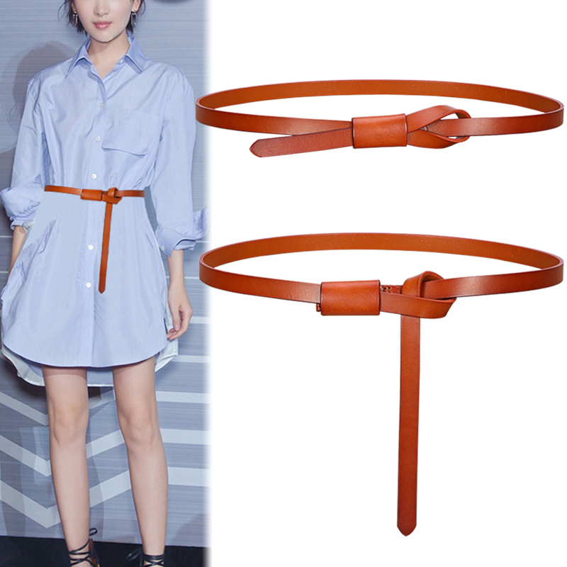 真皮西装毛衣ins潮配子收细腰带