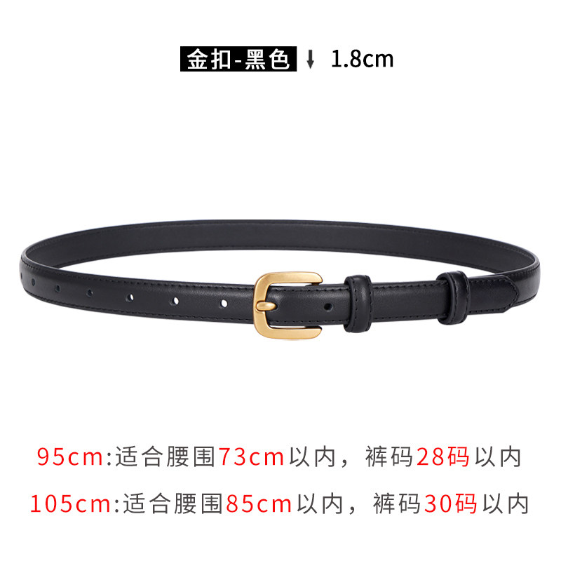 thumbnail for Belt ladies leather fashion versatile 2025 new thin belt decorated suit luxury black jeans belt