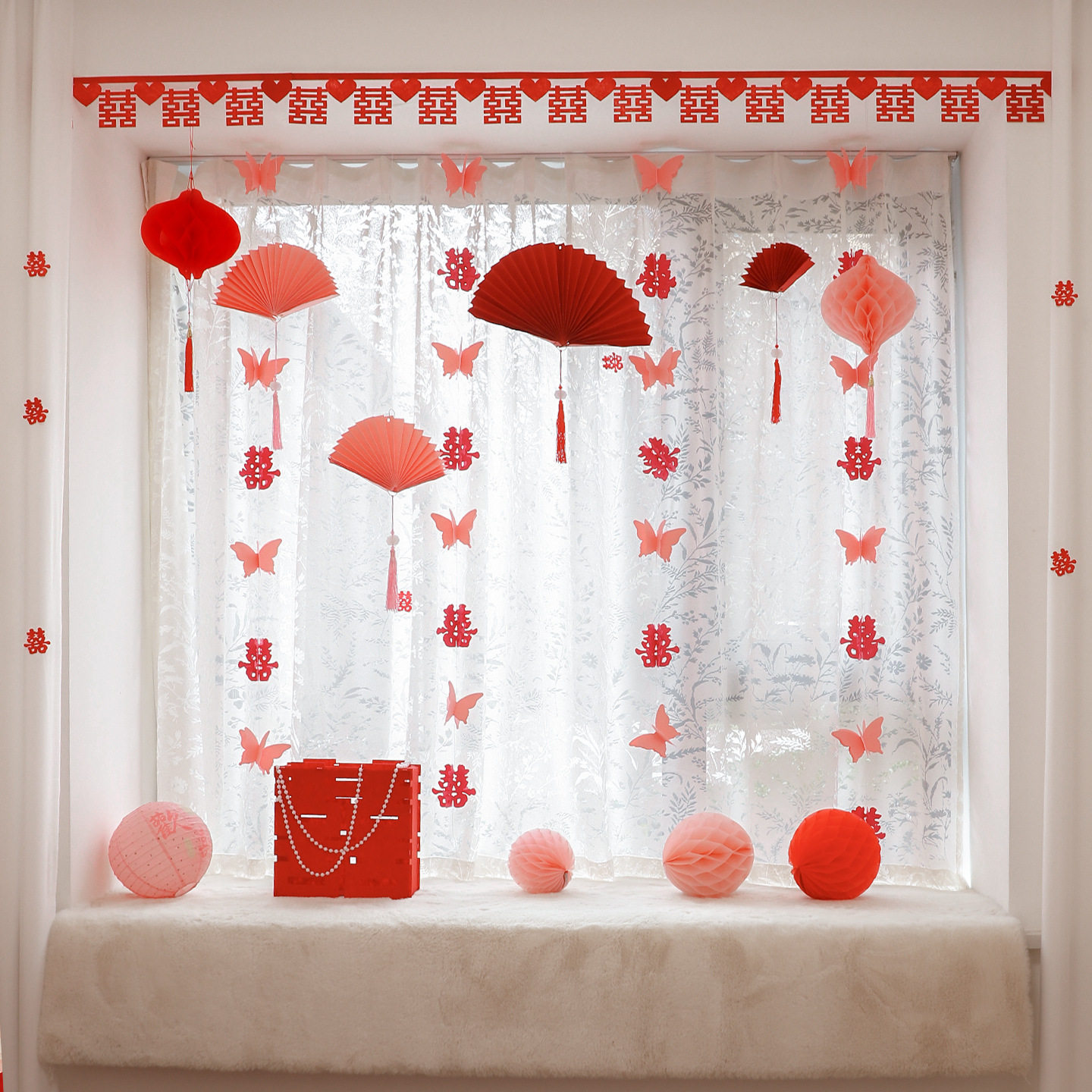 婚房布置套装结婚礼喜字拉花挂饰男女方卧室客厅背景墙飘窗帘装饰,节庆用品/礼品,节日装扮用品,淘宝优惠券,粉丝福利购,淘宝优惠卷