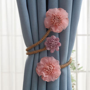 轻奢绑窗帘绑带花朵绑饰一对装收纳绳扎束带窗帘扣环收拢捆绑绳子