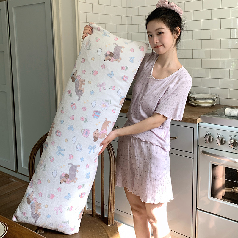 花田小汐 冬季牛奶绒巨无霸长条抱枕侧睡夹腿床头沙发靠背双人枕图片