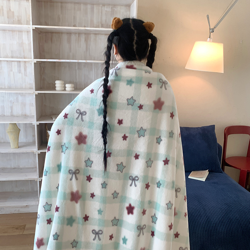 花田小汐 秋冬双层加厚牛奶绒羊羔绒毛毯沙发盖毯办公室午睡毯子