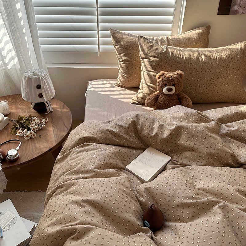 花田小汐 豹纹碎花全棉双层纱四件套纯棉床单被套宿舍床上三件套4,床上用品,床品套件/四件套/多件套,淘宝优惠券,粉丝福利购,淘宝优惠卷