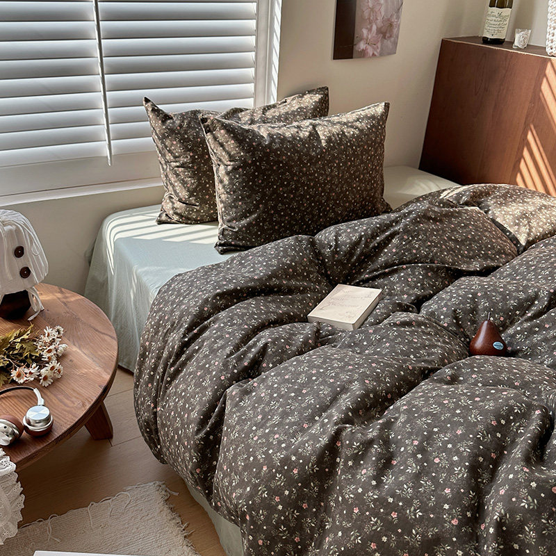 花田小汐 春夏全棉碎花双层纱四件套纯棉床品床单被套宿舍三件套4,床上用品,床品套件/四件套/多件套,淘宝优惠券,粉丝福利购,淘宝优惠卷