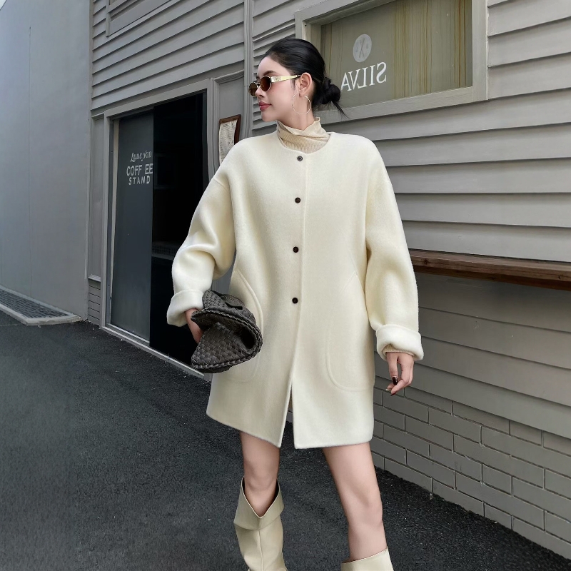 2025新款双面羊绒大衣韩系中长款