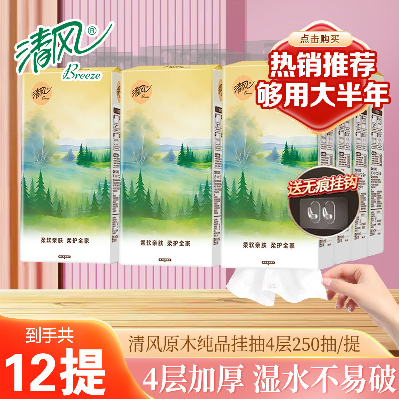 清风大包悬挂式抽纸厕纸厨房加厚