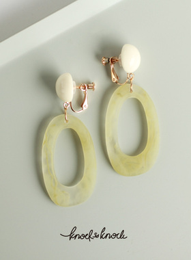 猕猴桃长款夸张大青绿色港味复古清新夏日银耳钉防敏耳饰螺旋耳夹