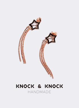 实物超美纯银防敏耳钉精致少女心耳环新款黑色星星流苏长款耳线