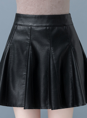 海宁真皮皮裙半身裙大摆百褶伞裙百搭公主蓬蓬裙绵羊皮短裙女秋冬