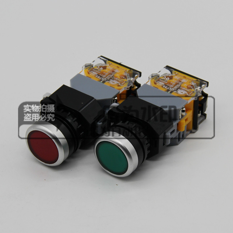 LAY39C-20D绿/11D绿/20D红  带灯一般非自锁自复位按钮  AC220V灯