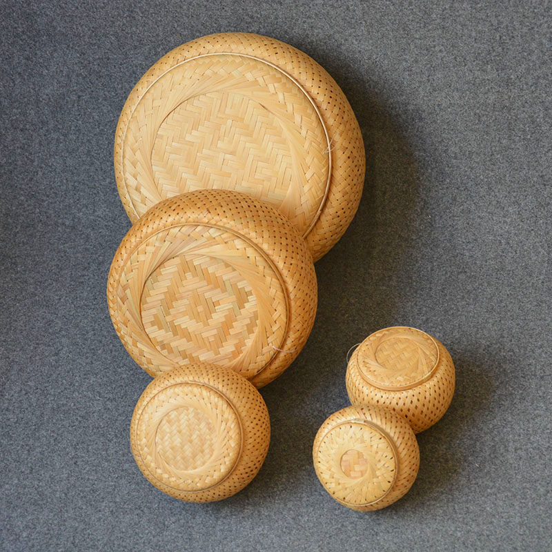 竹编双层存储茶叶罐普洱茶包装礼品盒散沱茶水果蔬干货篮收纳筐篓