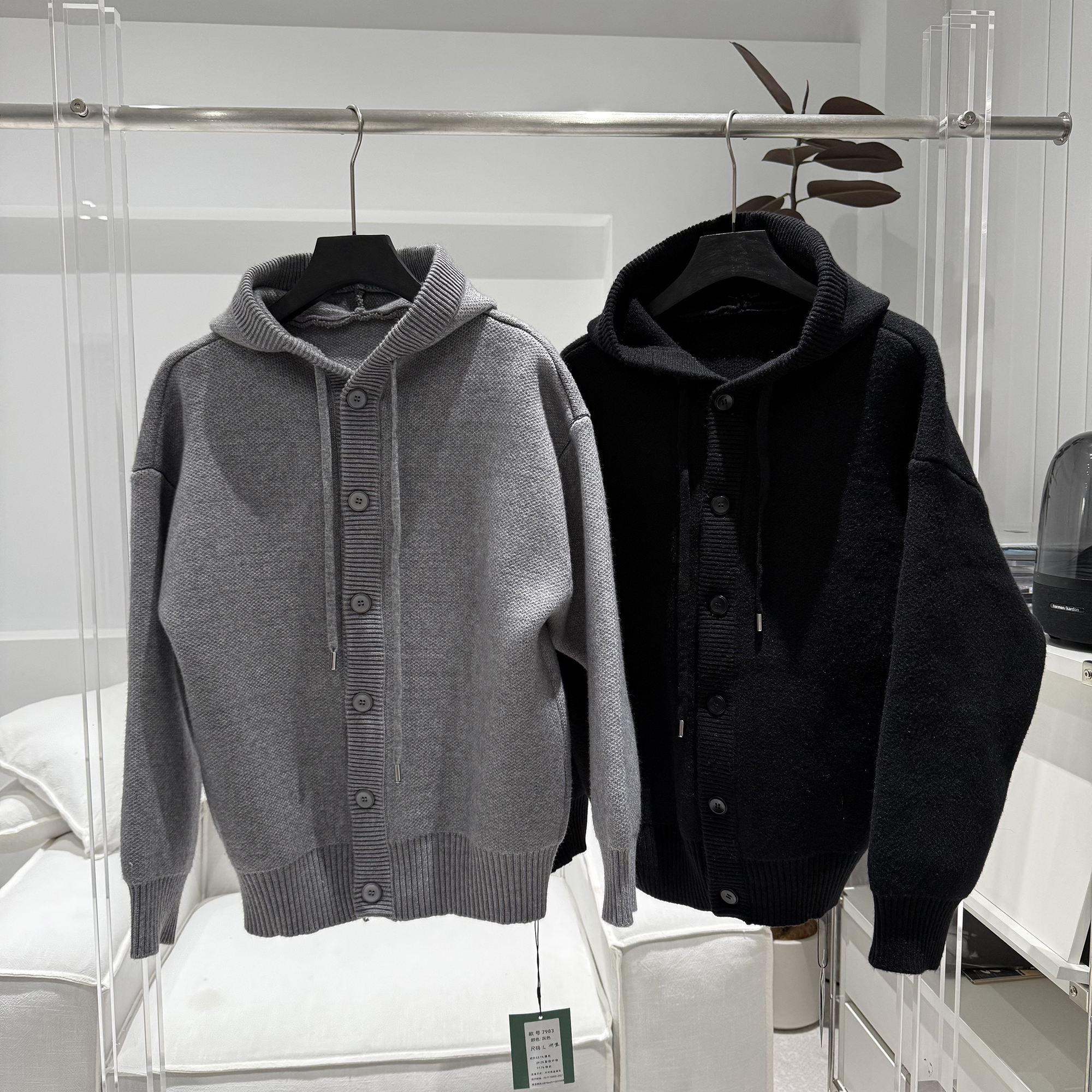 连帽针织开衫2025新款男士宽松休闲百搭慵懒风加厚毛衣上衣外套