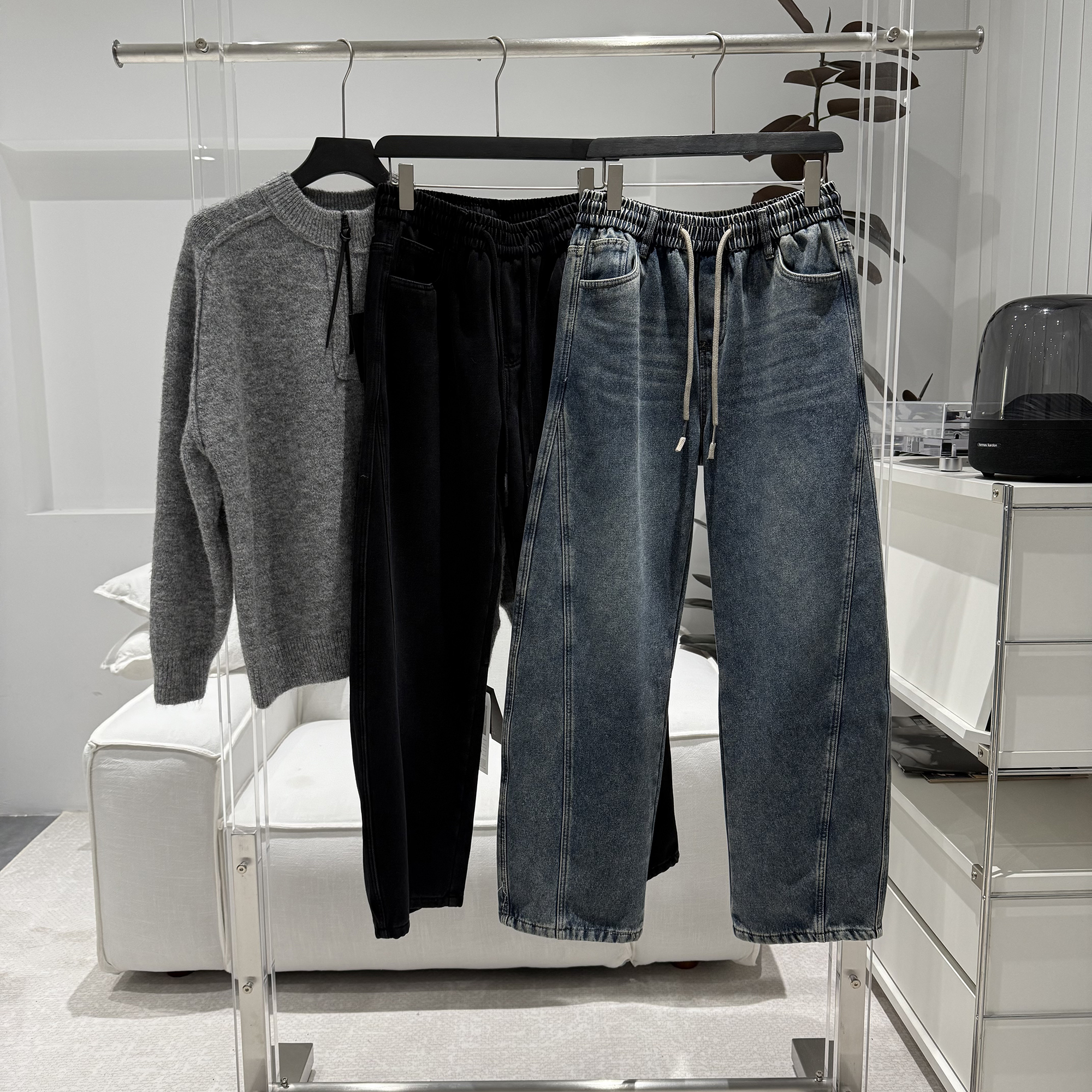 【加绒】牛仔休闲裤2025新款潮牌时尚宽松休闲松紧腰百搭男装长裤