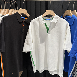 宽松撞色设计休闲男装 短袖 潮牌潮流时尚 polo2025夏季 上衣 新款