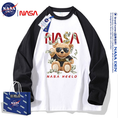 NASA联名美式重磅纯棉长袖t恤女