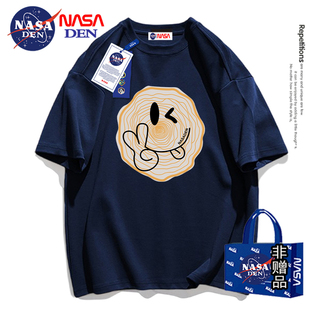 T恤女潮牌宽松休闲百搭情侣五分袖 NASA联名日系简约重磅纯棉短袖