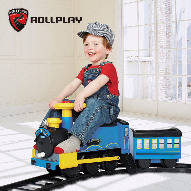 ROLLPLAY如雷儿童轨道小火车可坐人电动车1-3岁宝宝生日礼物玩具