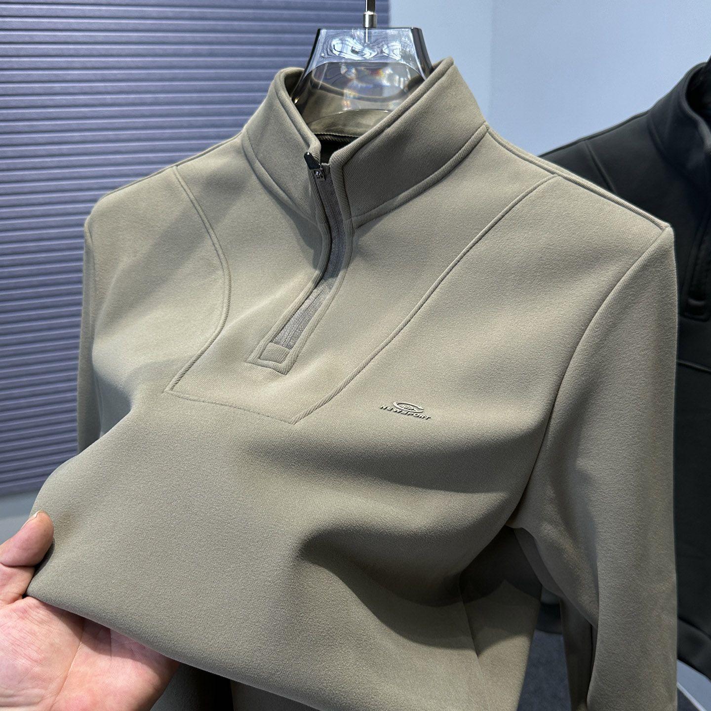 奥粒绒一体绒加绒加厚卫衣男