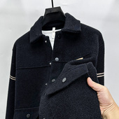 高端毛呢夹克男秋冬季 潮流男士 加厚休闲翻领外穿呢子大衣外套上衣
