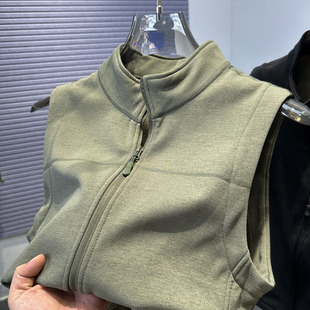 坎肩立领 无袖 迪桑特奥利绒加绒加厚马甲男秋冬季 纯色休闲背心男装