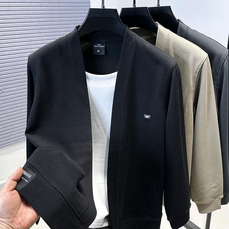 圆领假两件毛衣男针织衫外套