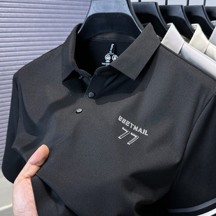 商务休闲翻领polo衫 高端品牌寸衫 男士 领冰丝短袖 上衣潮 男2025夏季