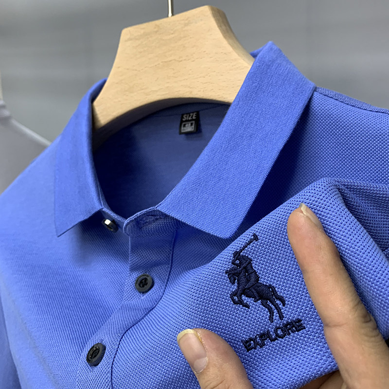 短袖t恤男冰丝光棉高档正品牌男装翻领刺绣运动保罗polo衫半袖薄