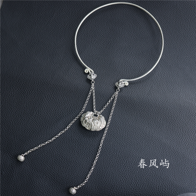 春风仿老银如意麒麟锁璎珞项圈