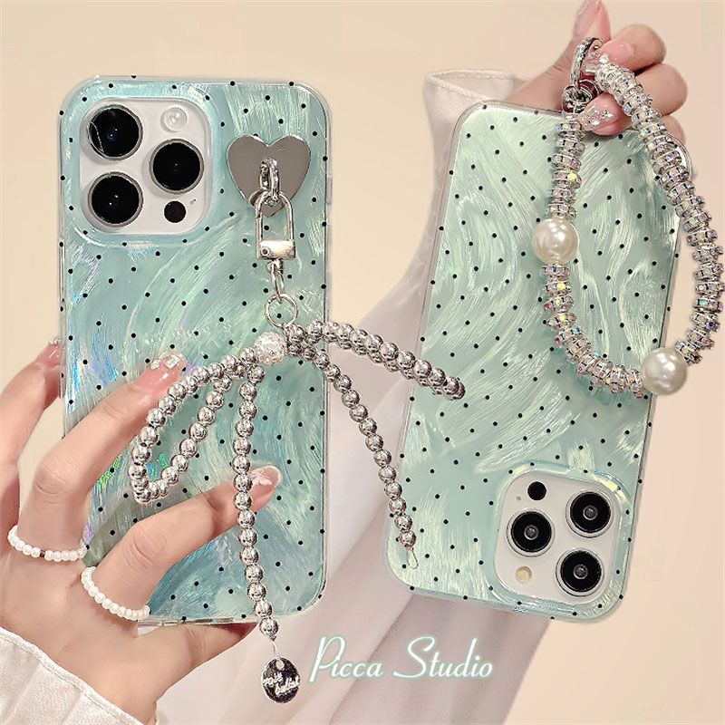 薄荷绿波点蝴蝶结挂件适用适用oppo Find x9/Find x8/findx7/findx6pro手机壳K12plus/k11x女羽纱个性k10新款