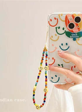 ins风透明笑脸带链条适用oppo A5/oppo a3手机壳A2/a2x可爱a97创意A2m防摔a96/A92s个性A79小众a78/a58x女