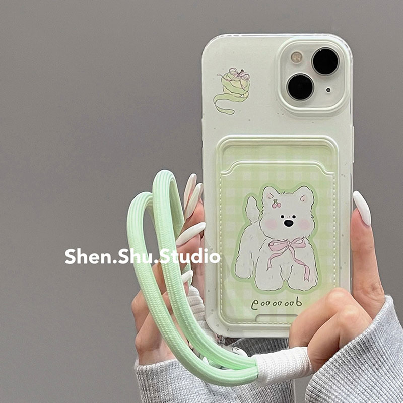 卡通西高地狗狗卡包腕带适用oppo reno14/reno 13/12pro/10/11手机壳reno9/8保护套reno5透明6pro防摔4se女