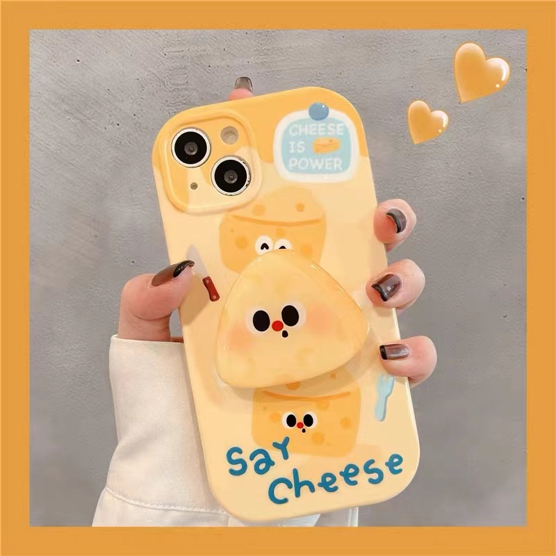 趣味黄色芝士带支架小胖妹适用oppo find x9/findx8/Findx7/x6/x5手机壳k10x女全包k9个性k11防摔k12创意小众