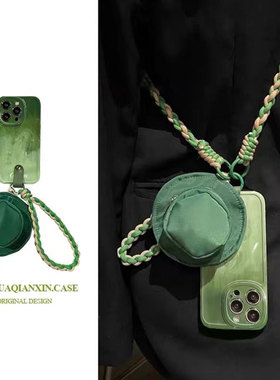 高级晕染绿色小胖妹适用于三星S25/s24+/s23Ultra/s22/s20/s21FE手机壳a52男女同款A54创意a53个性情侣保护壳