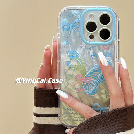 渐变花朵蝴蝶结适用OPPO find x7pro/x6手机壳findx5全包findx3pro防摔k10pro创意k9s女k7气囊k11x/k12x透明