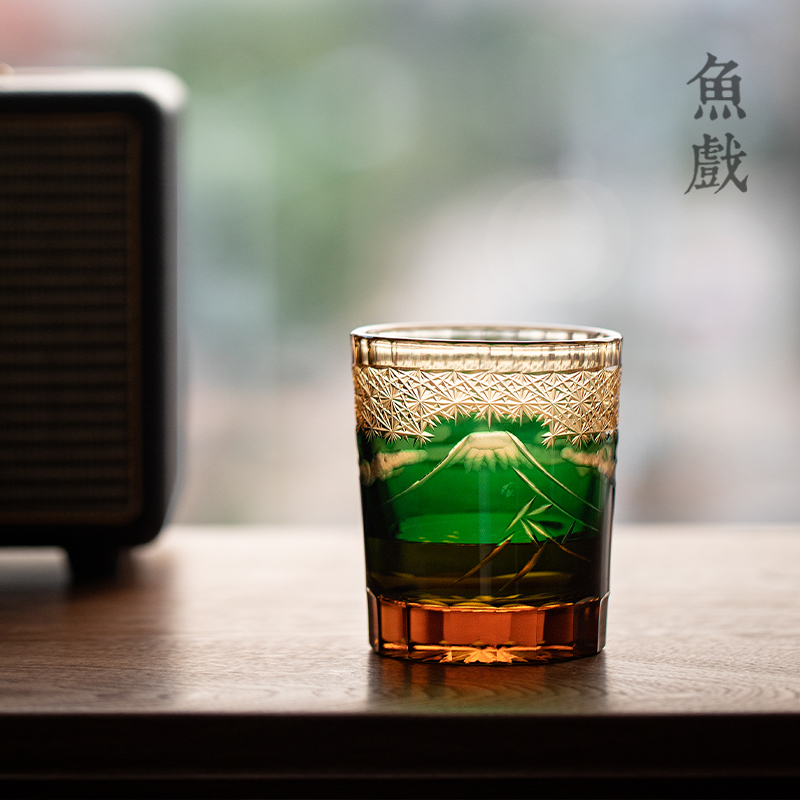 水晶玻璃刻花手工玻璃杯酒杯茶杯