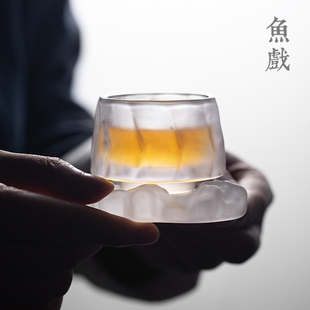 功夫茶具杯垫套装 玻璃茶杯主人杯品茗杯个人单杯耐热透明日式 杯子
