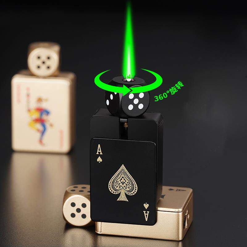 黑桃A旋转炫酷防风充气打火机