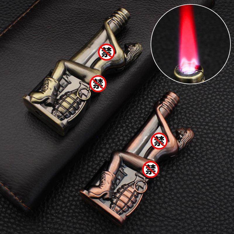 人形个性趣味创意摆件摆件防风可充气打火机火机批发红焰整蛊礼物