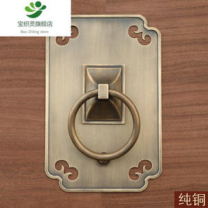 新中式纯铜仿古拉手别墅大门虎头兽头狮子头拉环把手方形铜门扣手