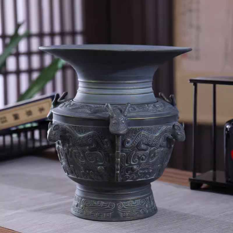景德镇仿古密封好仿青铜陶瓷酒瓶