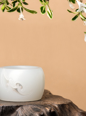 新疆和田玉籽料把玩件带证书扳指